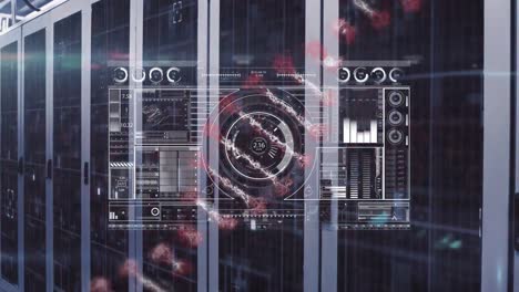 Animation-of-dna-strand-spinning-and-data-processing-over-computer-servers