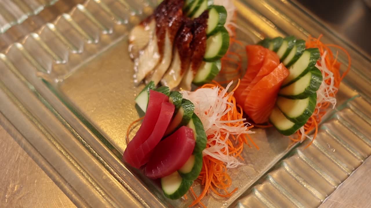 다양한 수시와 사시미 접시