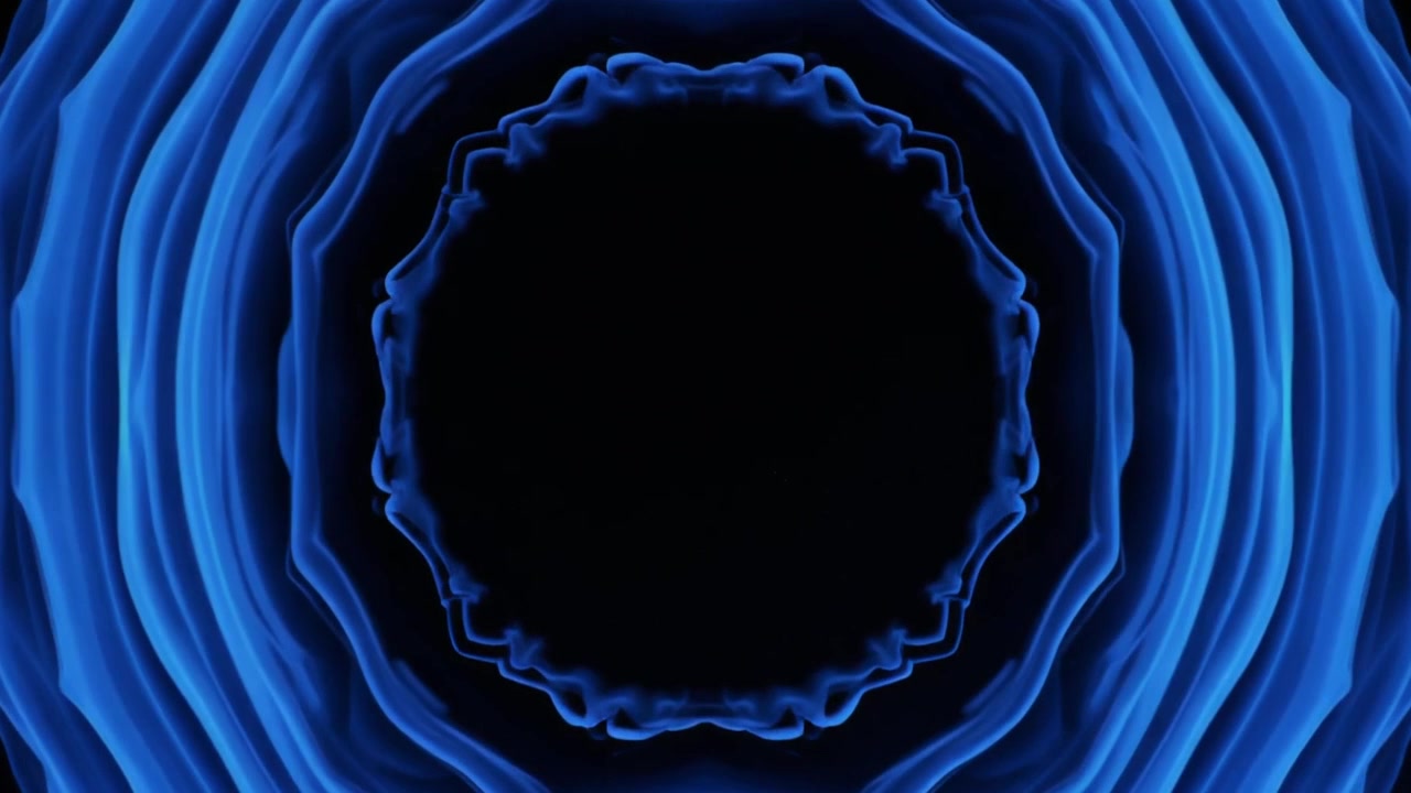 Increspature circolari blu astratte che si espandono su sfondo scuro