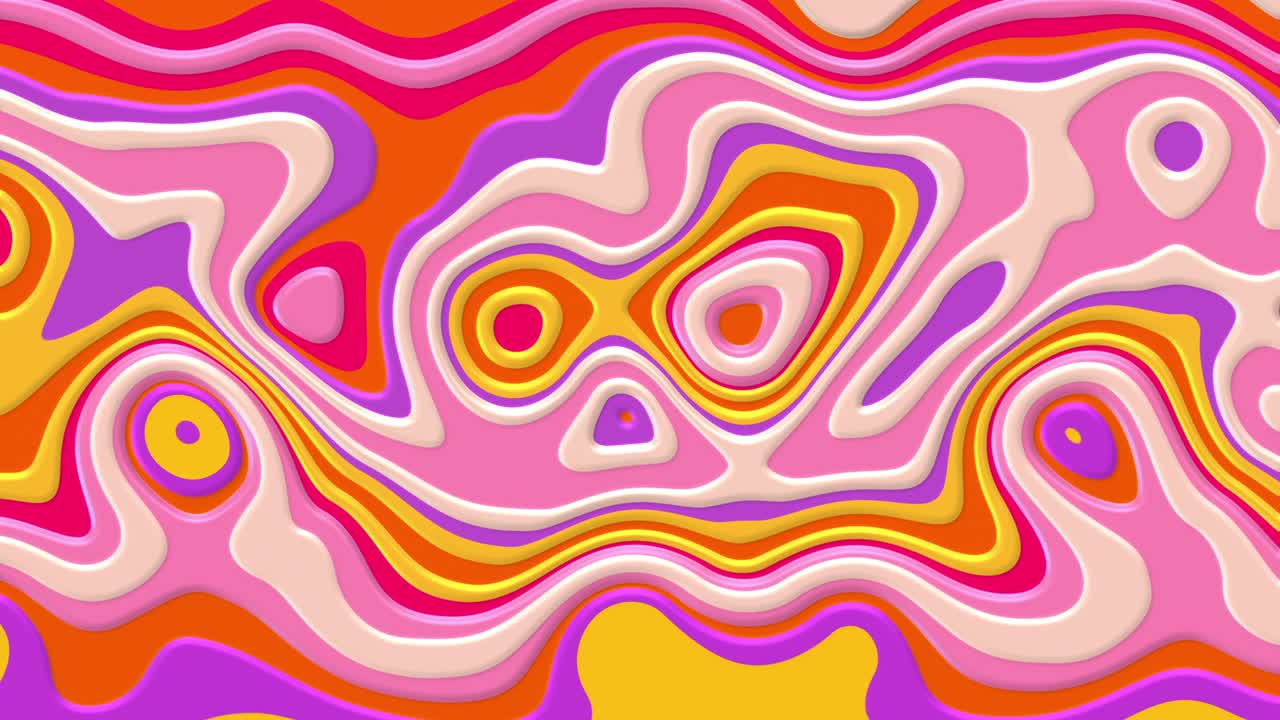 Colorful Liquid Marble Paint Background Loop Pink Yellow Orange Purple