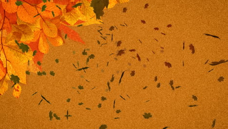 animación de varias hojas de otoño que caen sobre un fondo naranja