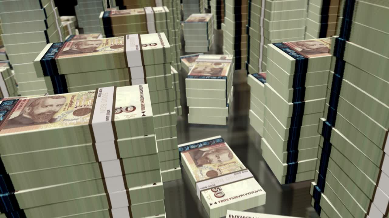 불가리아 레바 (bulgaria leva) 위를 날아다니는 3d 애니메이션