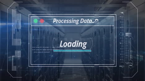 animación del procesamiento de datos en la sala de servidores