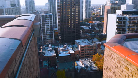 Looking-down-to-building-roof-tops-near-downtown-Chicago