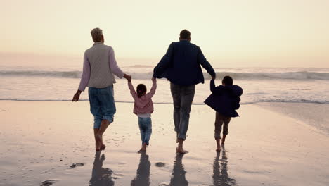 Parents,-kids-and-holding-hands-with-back