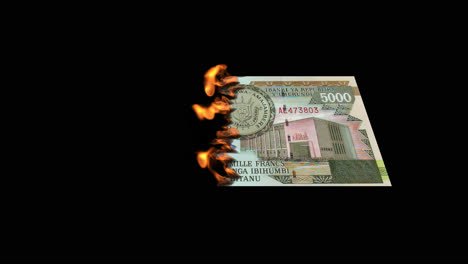 burning burundi 5000 franc banknote