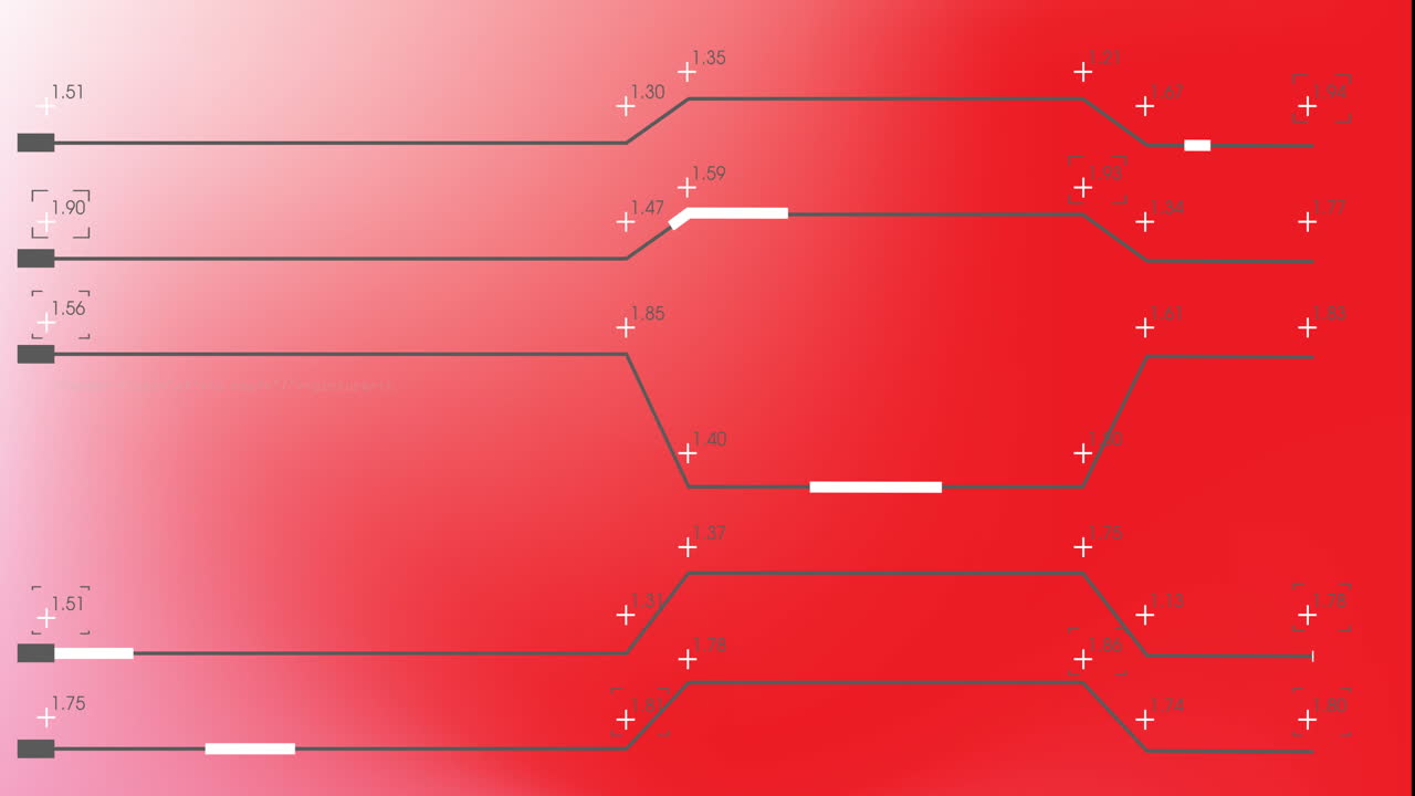 Animation of data processing and connections over red background