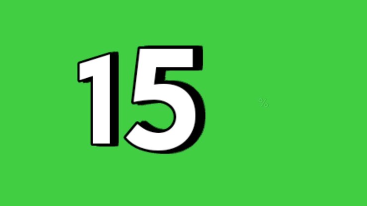 15% percent animation sign symbol on green screen percentage motion graphics for discount and flash sale business concept video element