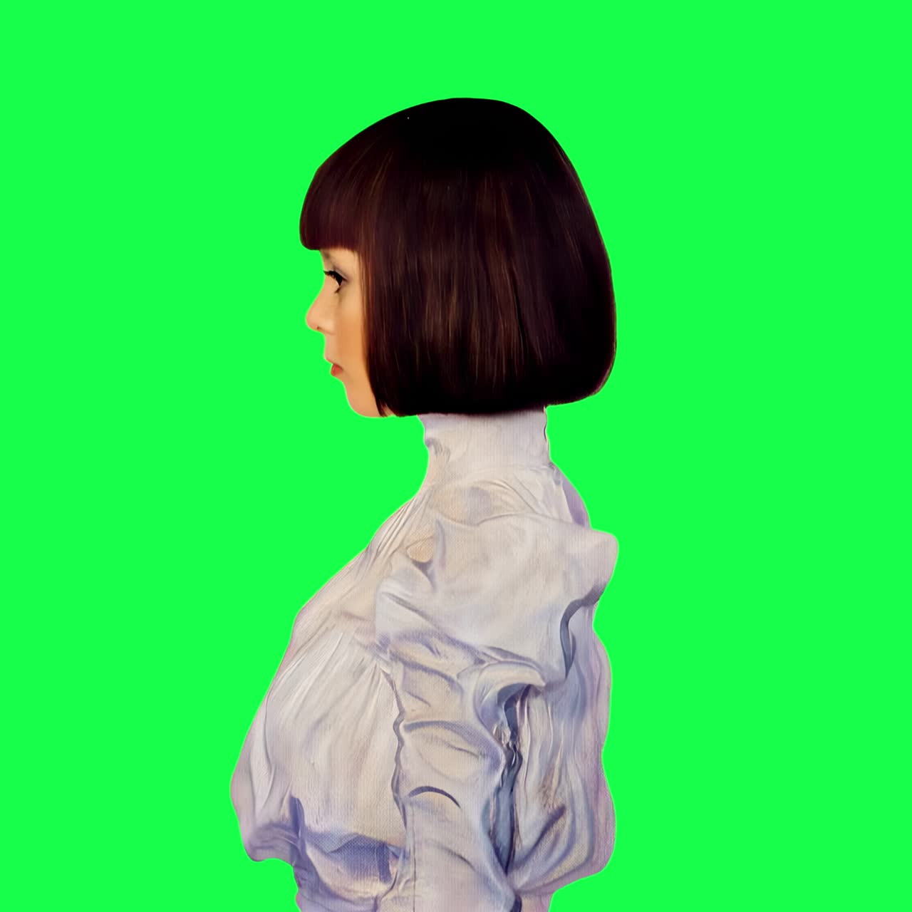 Profile portrait animation, transparent 4K video, green screen