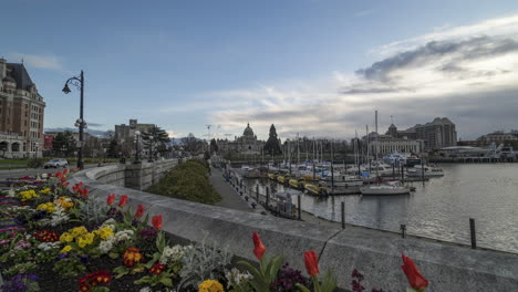 Timelapse-Del-Puerto-Interior-En-El-Centro-De-Victoria,-Columbia-Británica,-Canadá