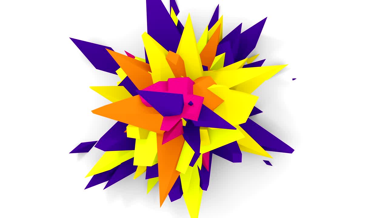 4k. flor digital abstracta. versión con colores naranja, amarillo y púrpura. bucle sin costuras.