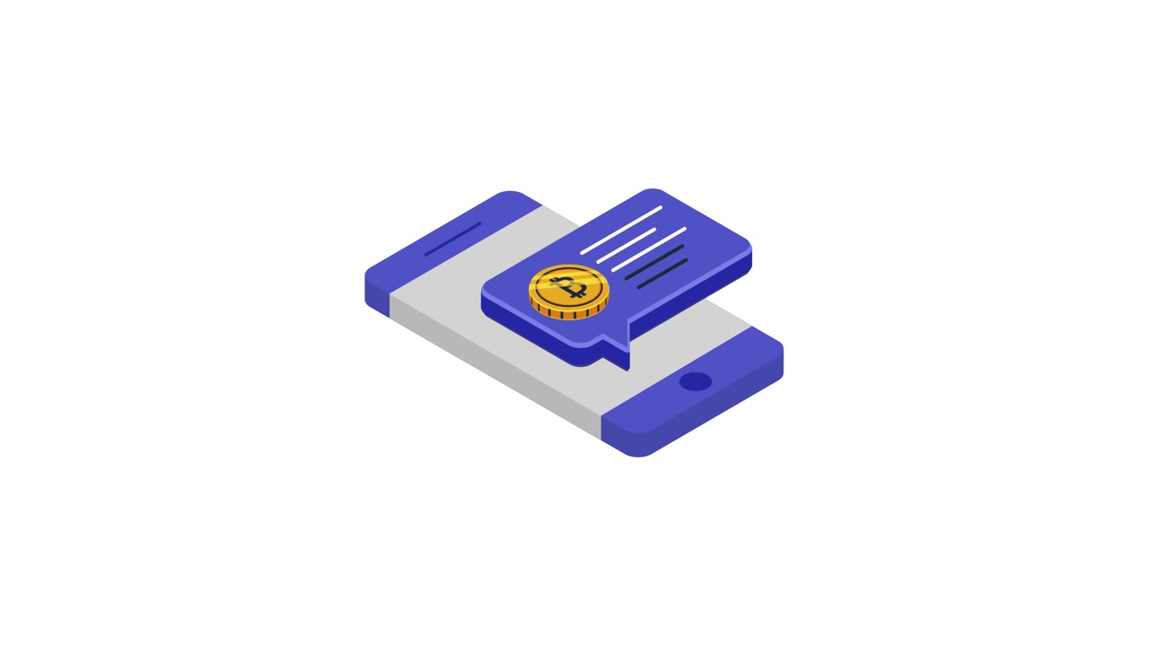 Isometric Animation of Bitcoin Notification on Smartphone