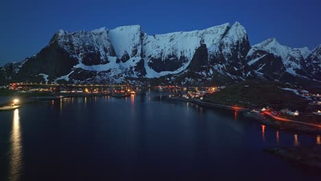 aerial view of lofoten islands beautiful landscape during winter