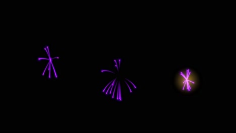 digital fireworks animation bursting in random positions against a black background.