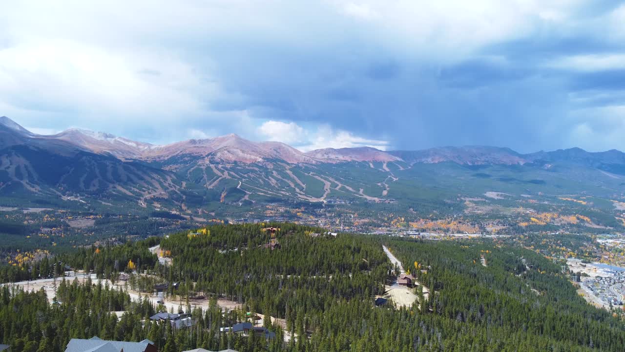 Drone view of Breckenridge Ski Resort in Autumn