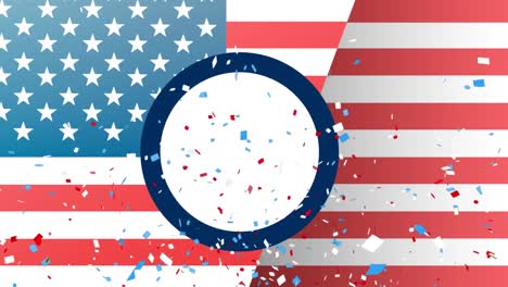 Animation-of-confetti-over-circle-and-flag-of-united-states-of-america