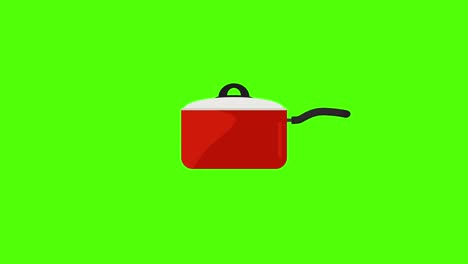 animación de la sartén en pantalla verde tecla de croma, elemento de diseño plano