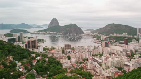 aerial panoramic view botafogo beach rio de janeiro brazil neighborhood, morro sugarloaf mountain and sea water bay