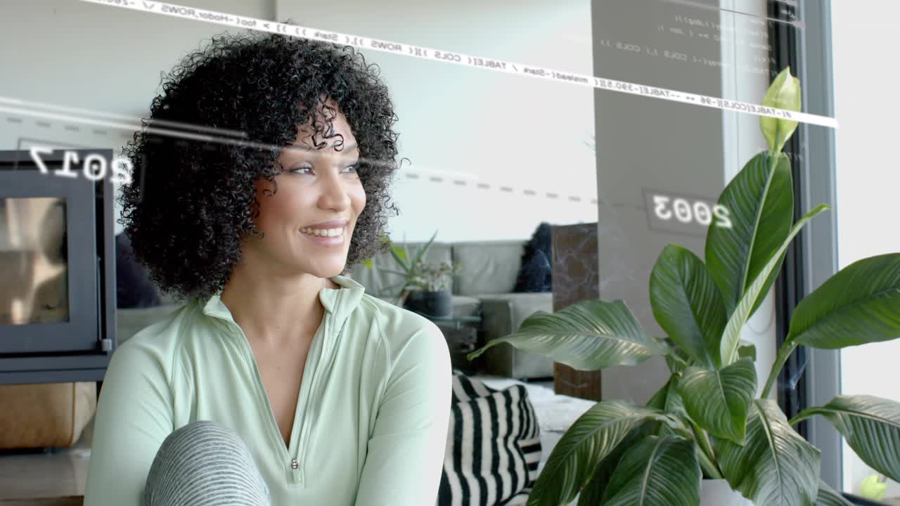 Creator sitting by window, tracking sweeping HUD year labels and smiling, showing timeline at mic