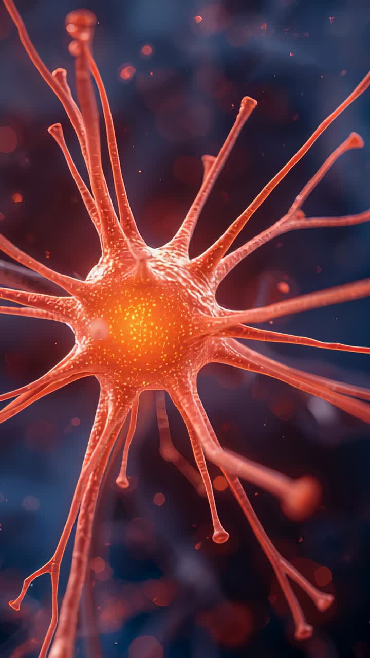 Vertical video: Camera pulling in while spiky sphere pulsing core in lab simulation showing droplet