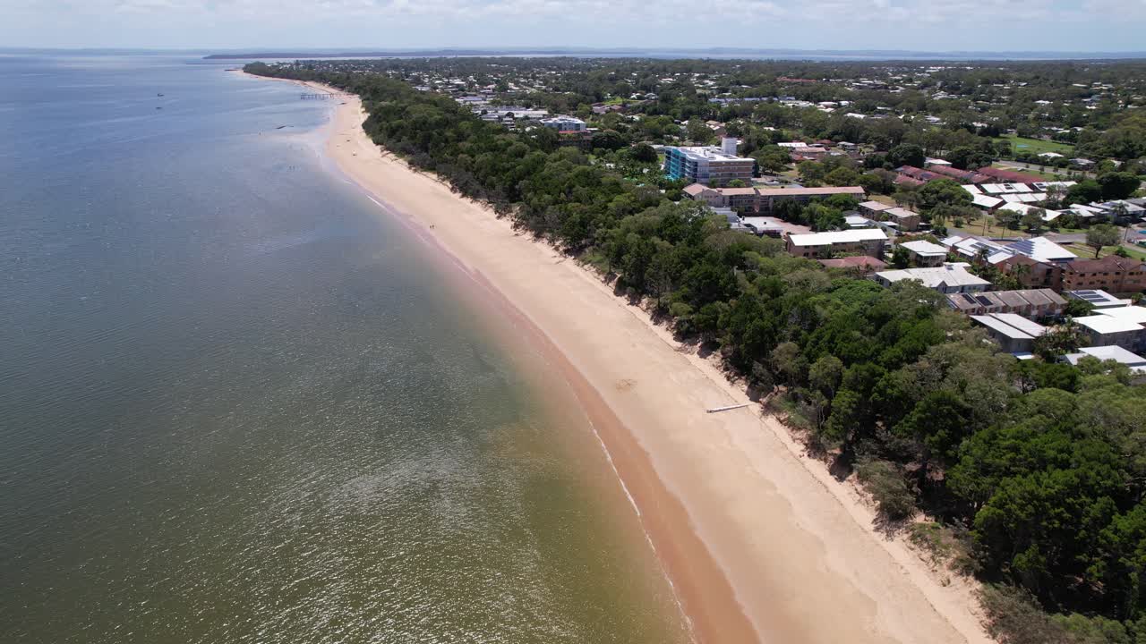 Drone shot of Scarness Jetty Hervey Bay QLD Queensland Australia