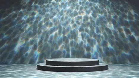 ethereal black waves background with central platform