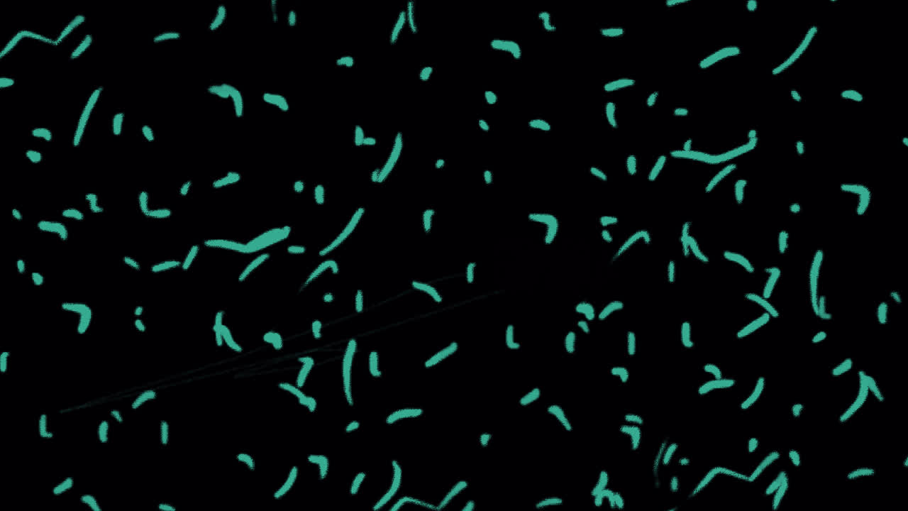 Dynamic Abstract Animation of Teal Particles on Black Background