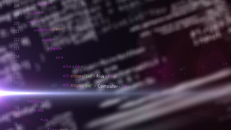 Animation of data processing on black background