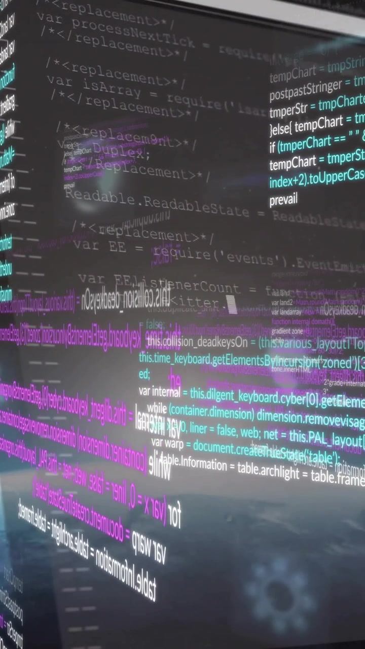 Lines of Programming Code Flowing on a Digital Display