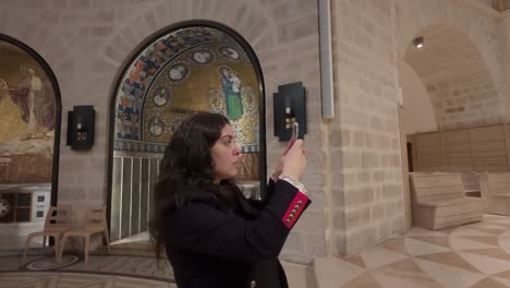 capturing history in dormition abbey through a tourist eyes. slow motion.