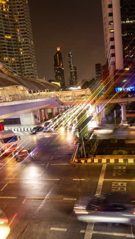 timelapse of rush hour traffic in central bangkok in vertical