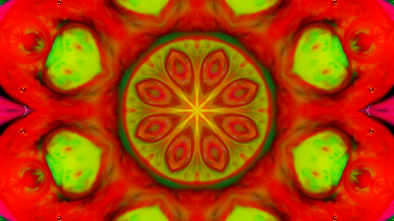 movimiento de caleidoscopio abstracto: círculos geométricos y formas de estrellas