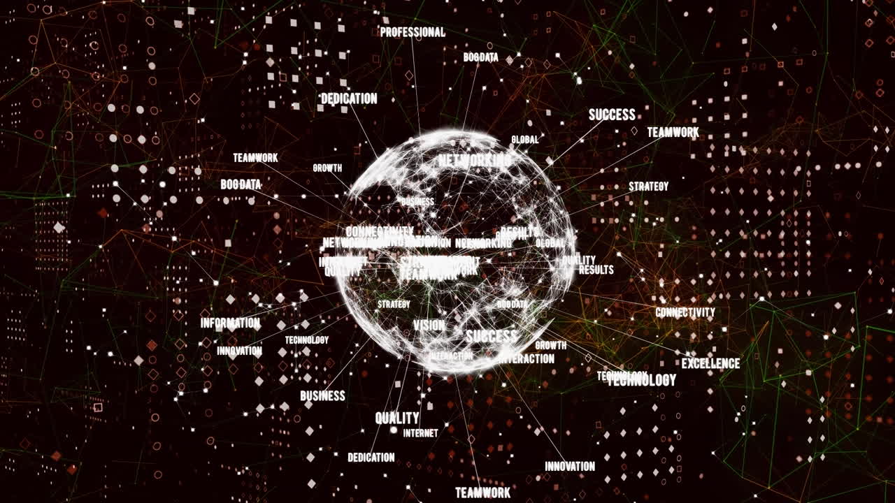 연결 및 데이터 처리의 네트워크를 통해 지구의 애니메이션