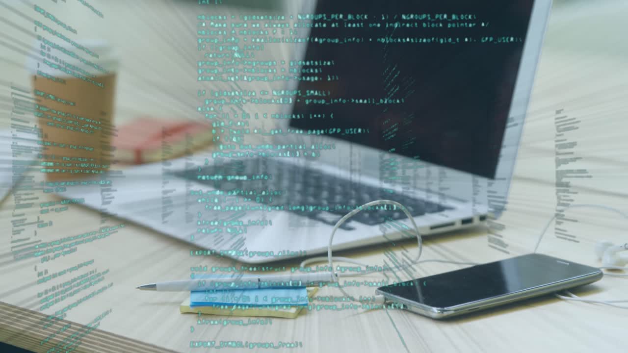 animación del procesamiento de datos a través de dispositivos electrónicos