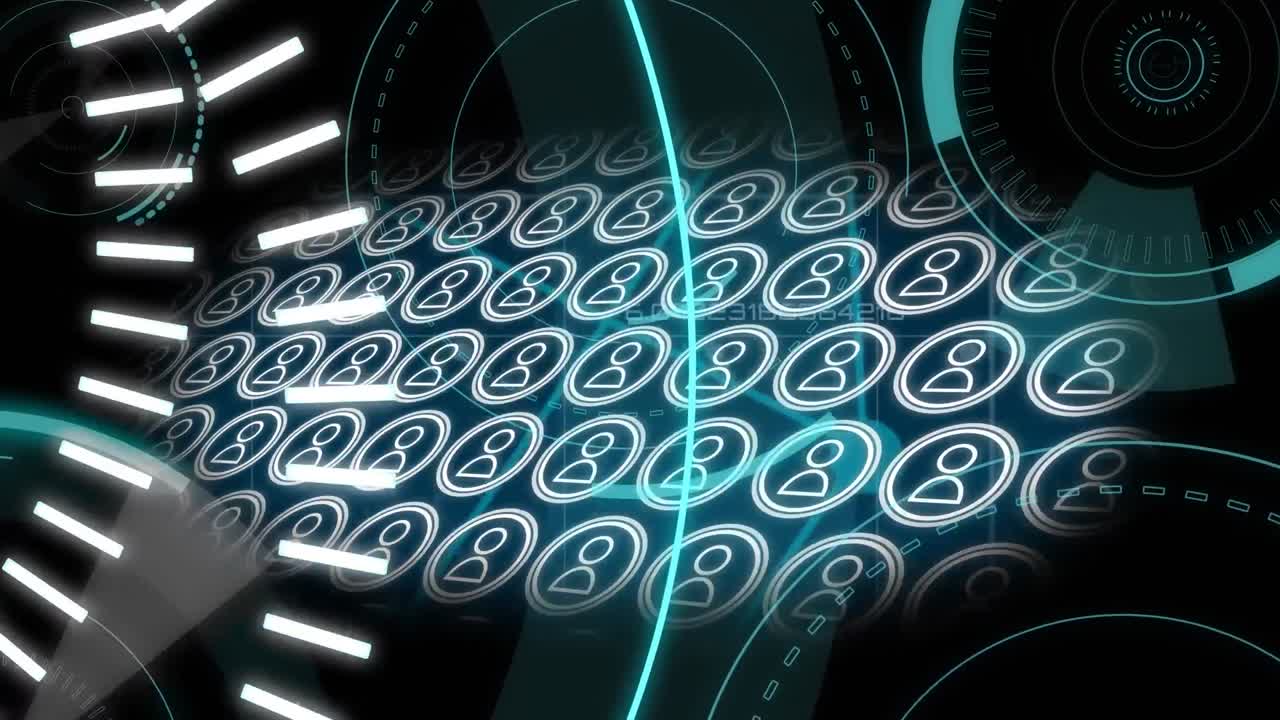 animación de texto 5g, red de conexiones y escaneado de alcances sobre fondo negro