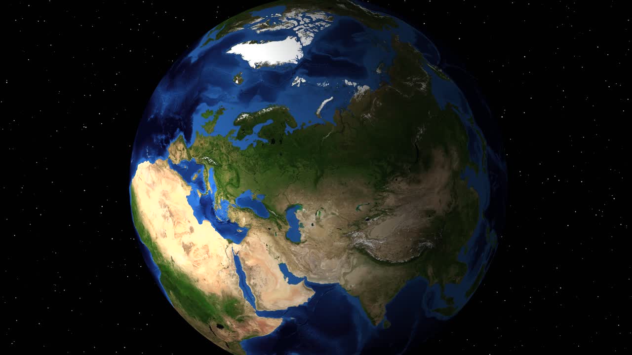 우주에서 덴마크를 향해 점진적으로 확대