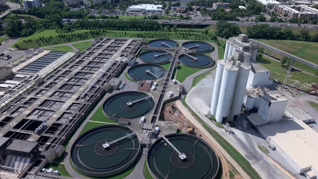 Aerial over Metro Water Plant, environment of clean drinking water supply of city of Nashville