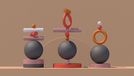 formas geométricas coloridas que giran. animación abstracta, renderizado en 3d.