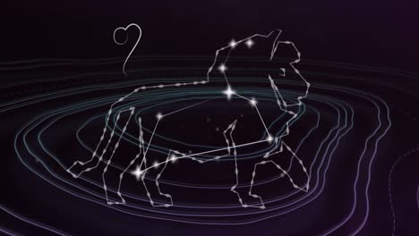 animation of leo star sign with glowing stars over lines