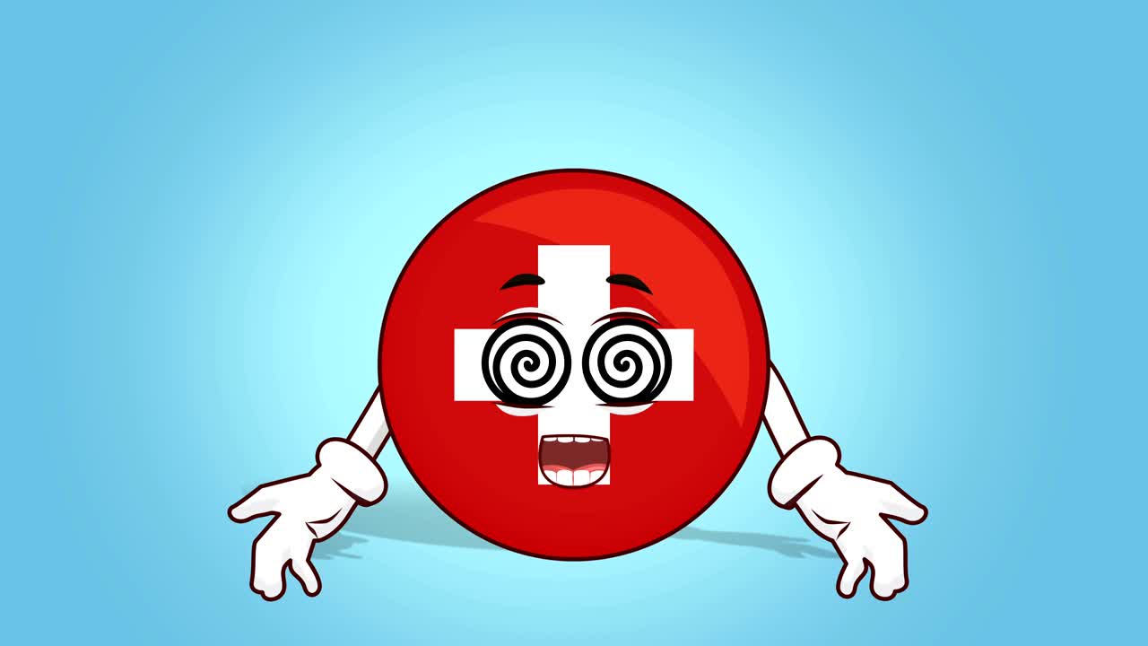 만화 아이콘 스위스 발 얼굴 애니메이션 알파 매트와 함께 최면 눈