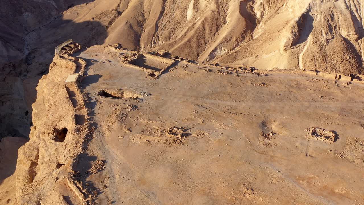Aerial View of Masada Fortress Ruins in the Judean Desert