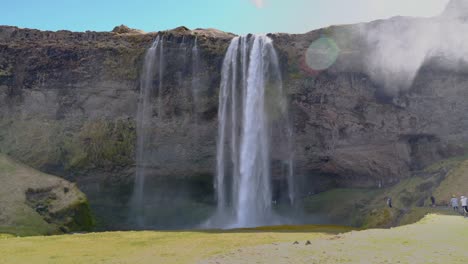 panning across large waterfall