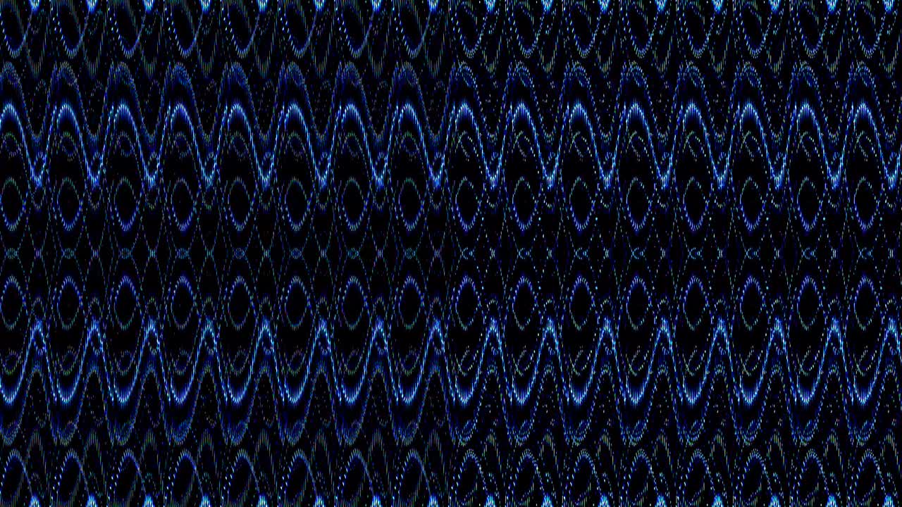 빛나는 밝은 선은 파란 파동 움직임을 설정, 다채로운, 검은 바탕에