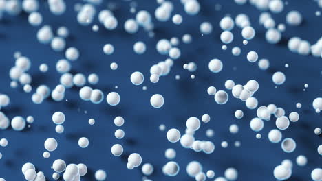 a large number of white spheres with blue background, 3d rendering.