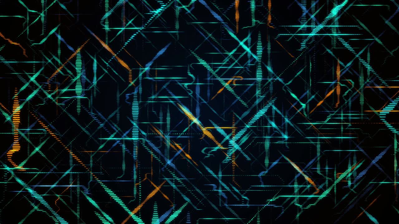 rayos de luz coloridos de neón que brillan en un movimiento de bucle sin costuras en fondo negro. animación. rayos láser abstractos que se cruzan mientras la cámara se mueve a través de ellos