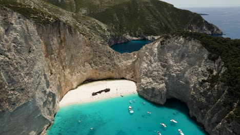Navagio-Beach,-Popular-Shipwreck-And-Beach-In-The-Ionian-Islands-Of-Greece
