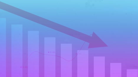 Animation-of-financial-data-processing-and-statistics-with-arrow-over-blue-background