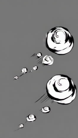Dynamic Abstract Swirling Shapes on Grey Background