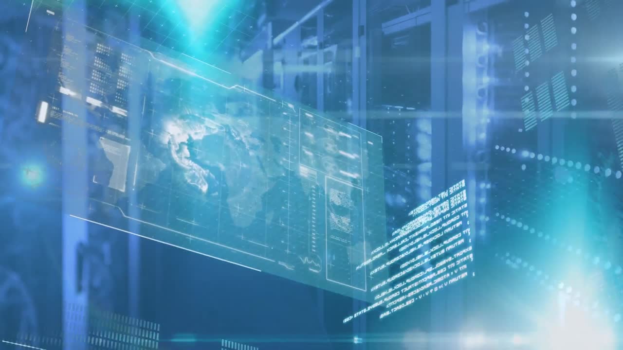 데이터 처리 및 디지털 정보 흐름의 애니메이션