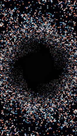 abstract black hole tunnel with colorful particles